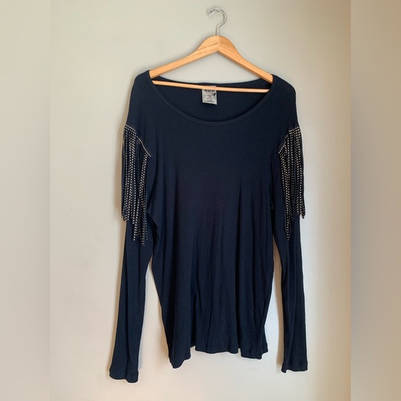 VOCAL Gold Studded Fringe long sleeve Top 3x western boho shirt new without tags - Picture 1 of 6